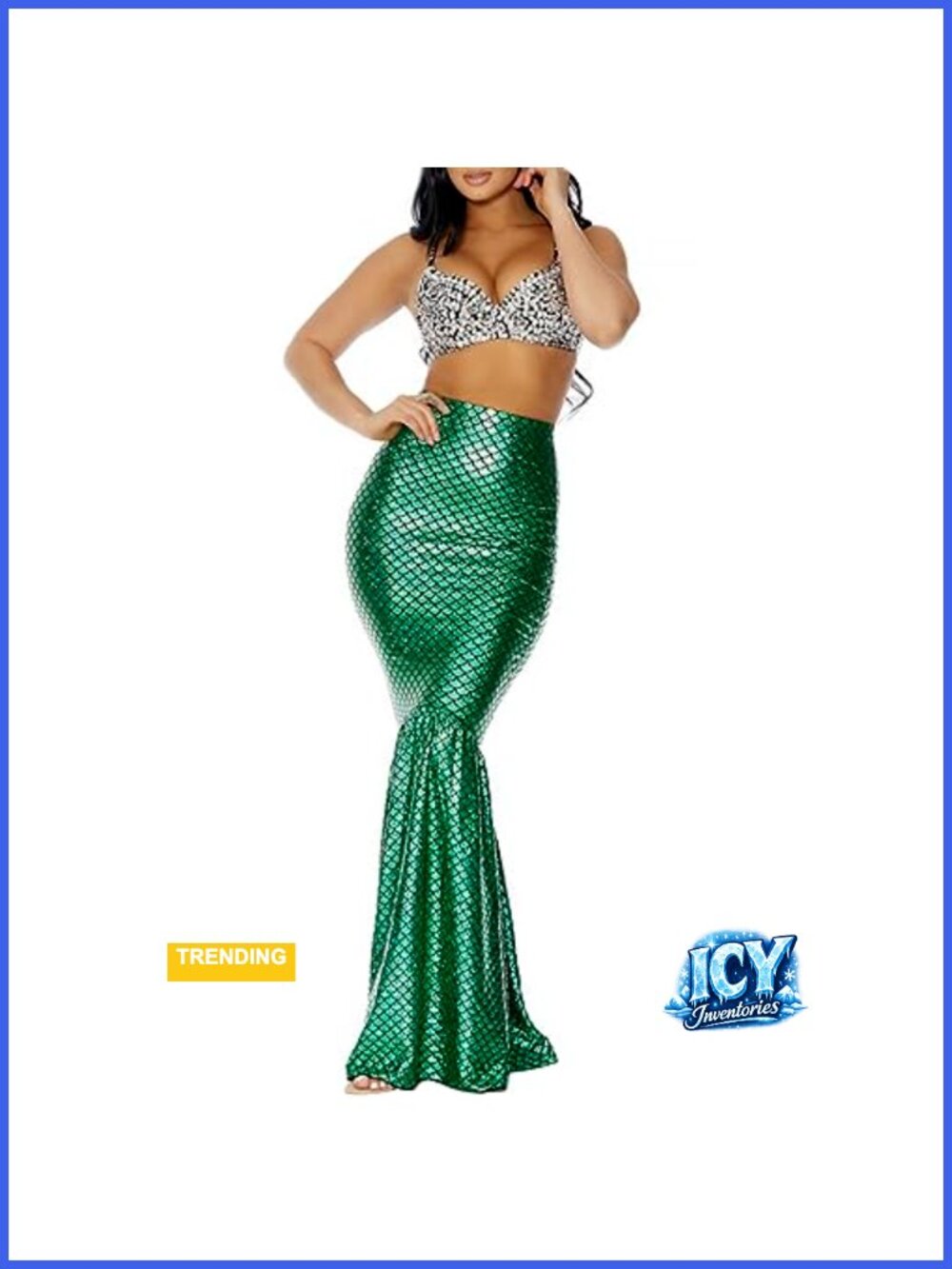 Women's Mermaid Costume Skirt High Waisted Fishtail Sequin Maxi Skirt Halloween